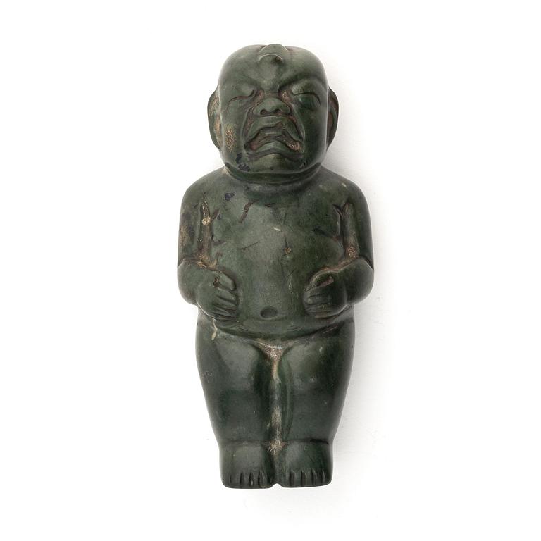 Figurin, grön sten, troligen Olmekisk 2500 f.Kr-250 e.Kr.