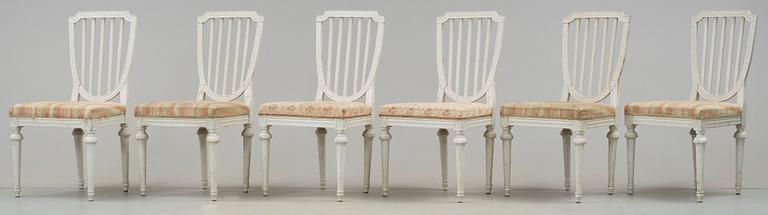 STOLAR, 6 st, gustaviansk stil, omkring 1900-talets mitt.