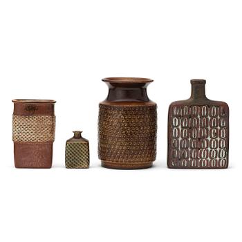 Stig Lindberg, A set of four stoneware vases, Gustavsberg Studio 1966-67.