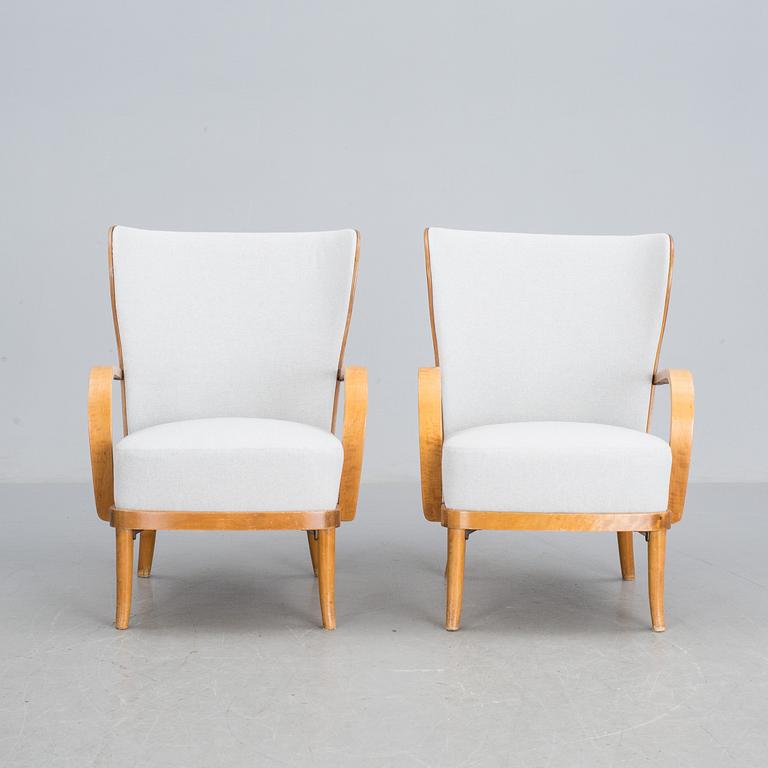 Werner West, a pair of birch armchairs, Wilhelm Schaumann Oy, Finland 1930's-40's.