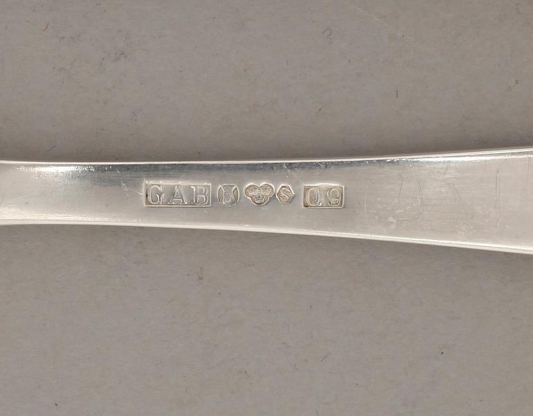 FRUKTBESTICK, 6+6 st, silver, "Rosenholm", GAB, Stockholm, 1957. Total vikt ca 340 g.
