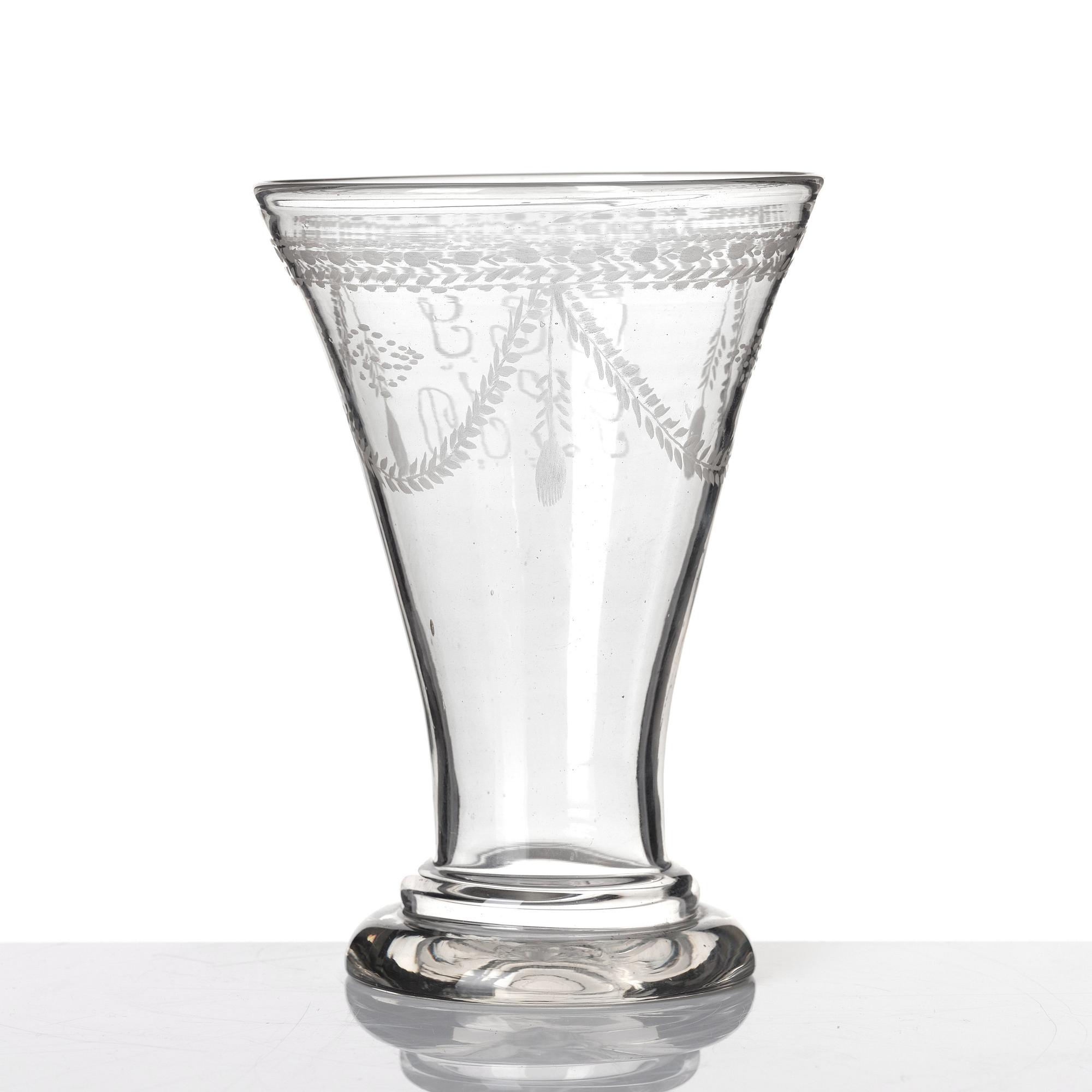 A late Gustavian glass beaker probably from Cedersberg glass manufactory, circa 1800.