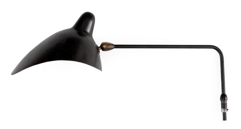 A Serge Mouille black lacquered applique with pivoting single arm, France 1950's.