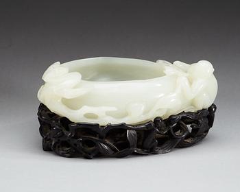 A nephrite brush washer, Qing dynasty, early 20th Century.