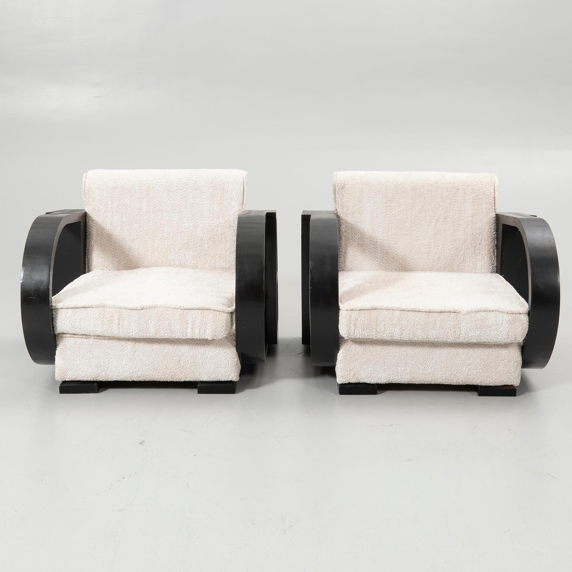 Armchairs, a pair, Art Deco style, 20th century.