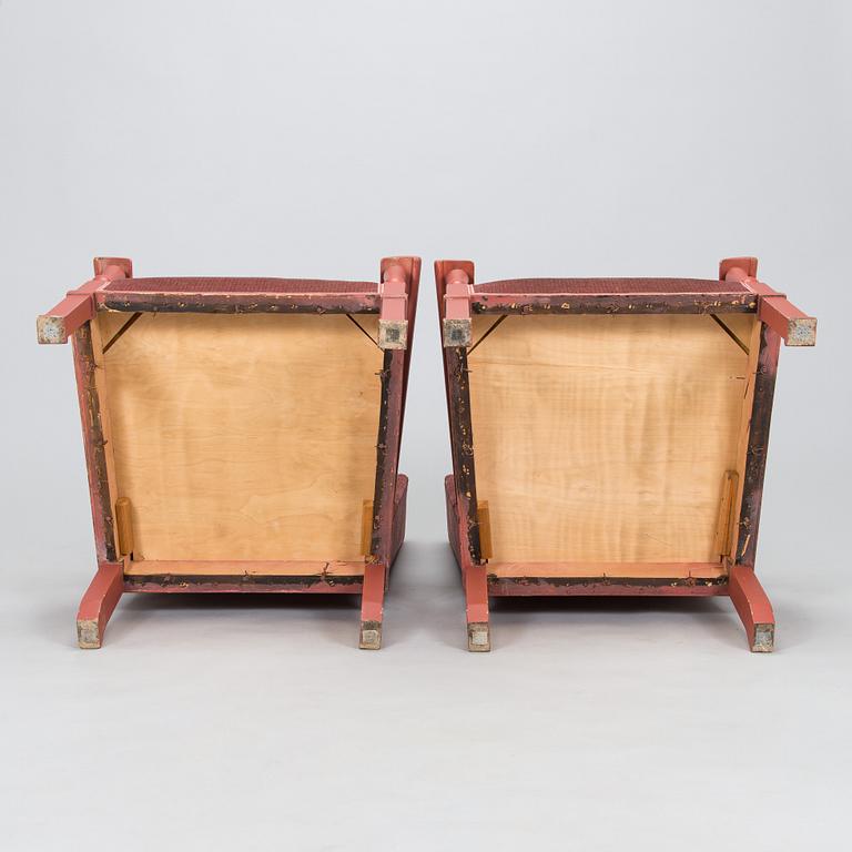 Evert Toivonen, fåtöljer, ett par, tillverkare Möbelfabrik T. Karvanen, Kuopio Finland 1930-tal.