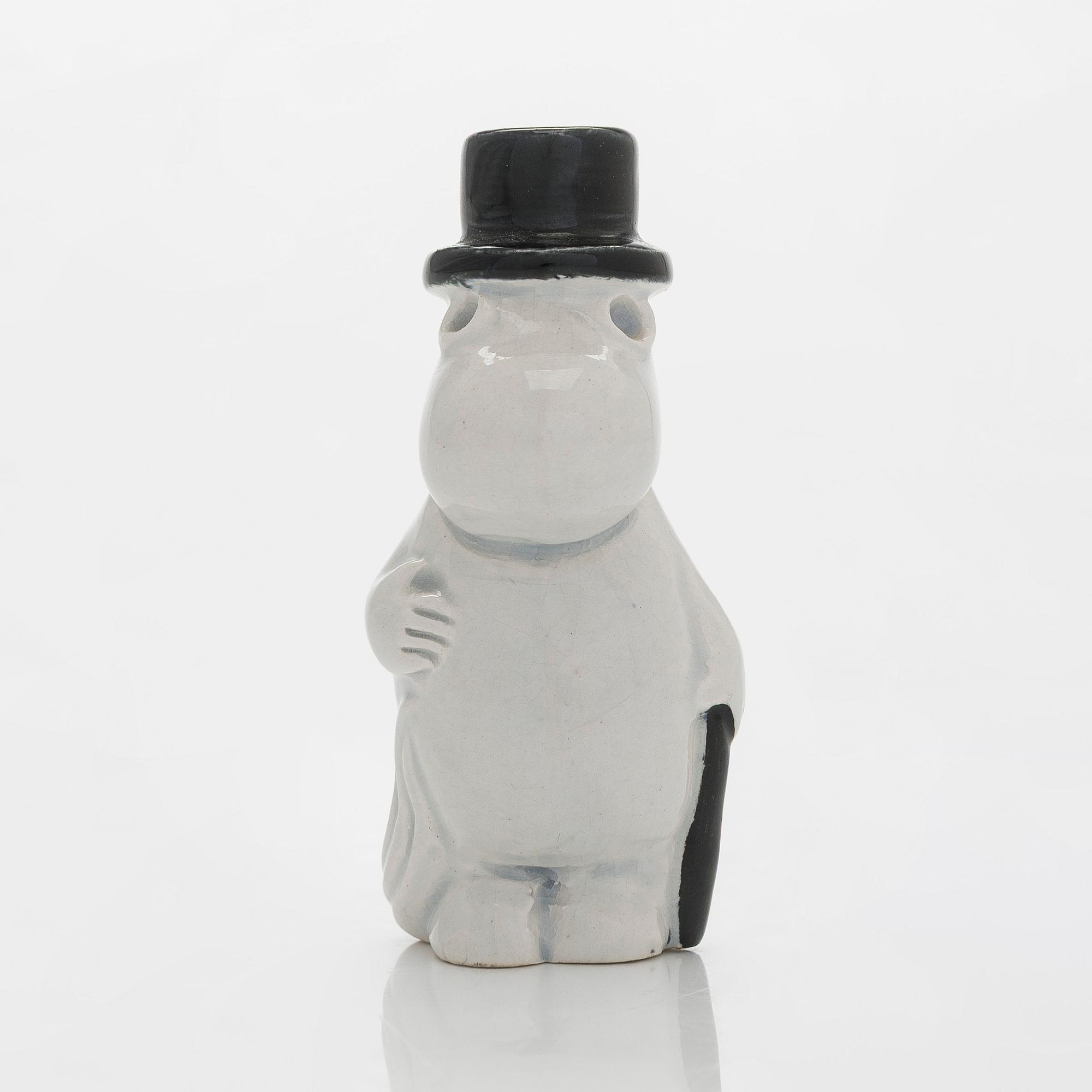 Leo Tykkyläinen, Muumi-figuurini, keramiikka, "Muumipappa", leimattu massaan Tove Hand made in Finland. 1950-luku.