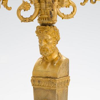Kandelaber, förgylld brons, empire, Frankrike, 1800-talets första hälft.