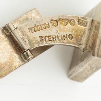 PA Lundahl-Terrs, three pairs of cufflinks, sterling silver and spectrolite, Växjö 1965, 1966 and 1969.
