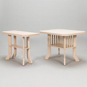 Eliel Saarinen, two tables 'White Suite' series (Hvitträsk), Adelta 1980s.