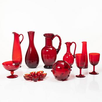 Reijmyre Glasbruk, glass, 22 pieces, mostly Reijmyre, including Monica Bratt.