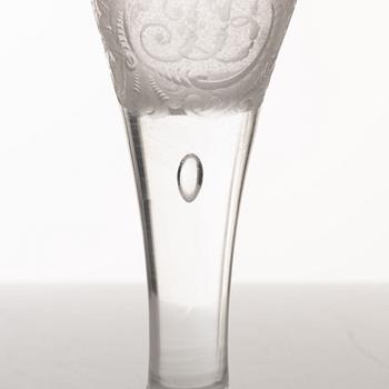 A presumably German engraved and gilt rococo glass, mid 18th century.