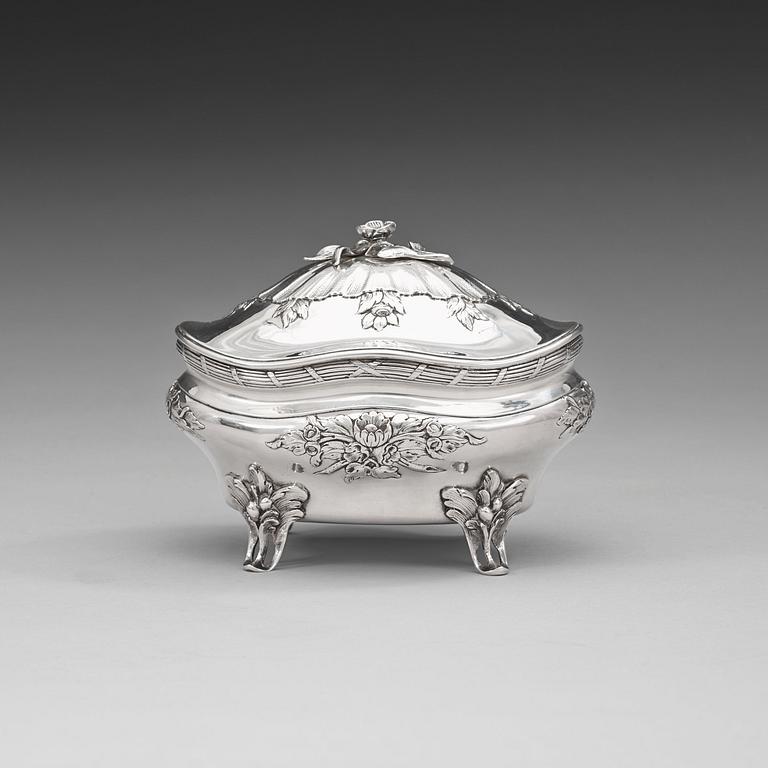 A Swedish 18th century silver sugar-box, marks of Fredrik Petersson Ström, Stockholm 1774.