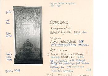 Sigrid Hjertén, vävd tapet, gobelängteknik, ca 245 x 125 cm, signerad AA SH 1907 HV.