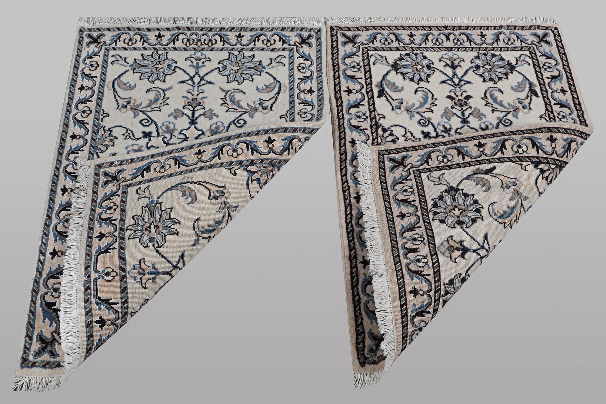 A pair of rugs, Nain, part silk, ca 90 x 60 cm & ca 90 x 60 cm.