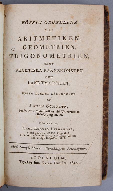 BÖCKER, 3 st, mattematik, bla "Matematischen und Plilosophischen..." del II, av Georg Philip Harsdörffern, Nürnberg 1651.