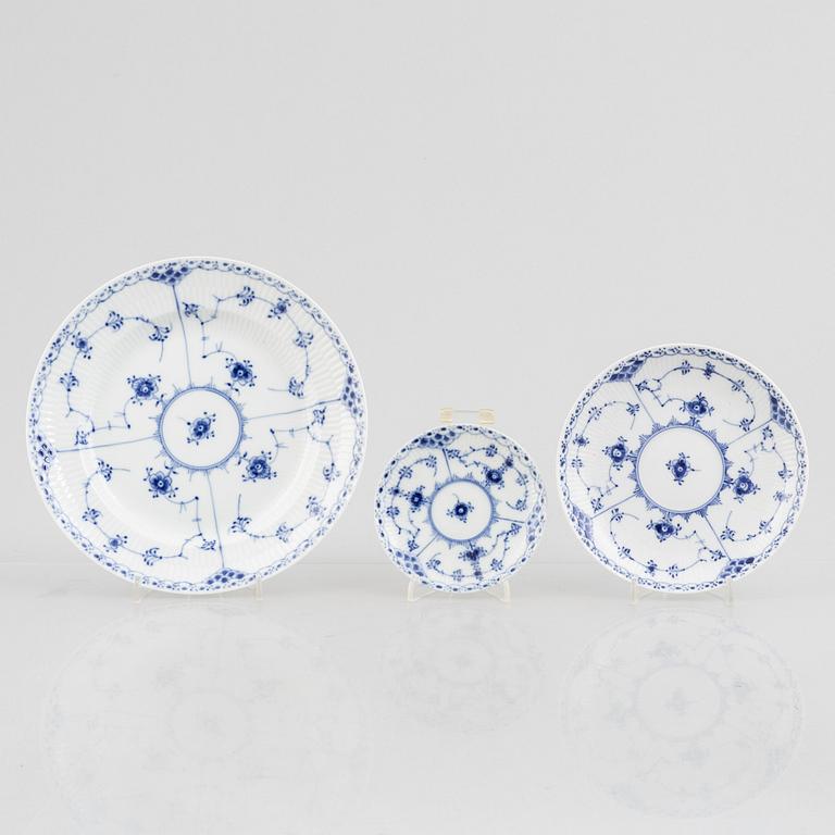 Royal Copenhagen, 24 pieces of half-lace "Musselmalet" , Denmark.