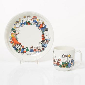 Arabia, Moomin mugs, plates and a jug, 7 pieces, porcelain, Finland.