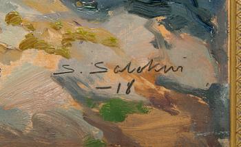 Santeri Salokivi, oil on board, signed and dated-18.