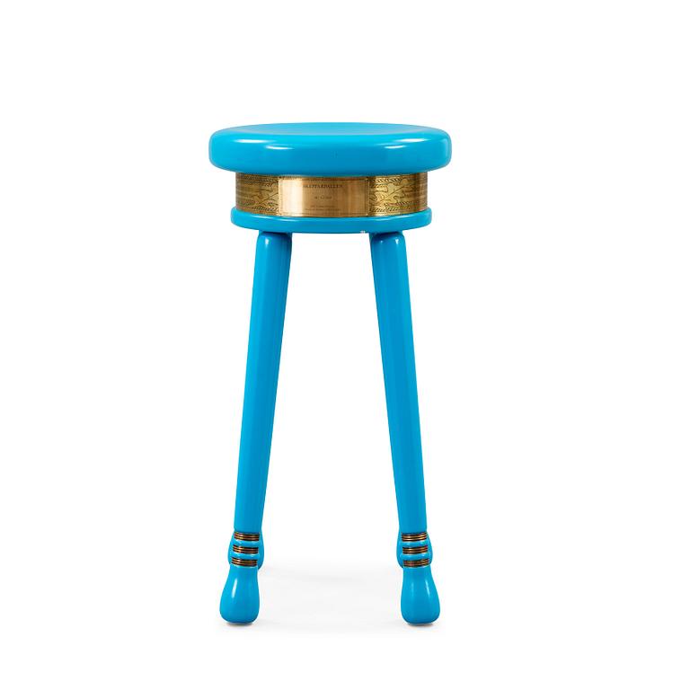 Mats Theselius, a turquoise lacquered 'Skipper stool', Källemo, Sweden, post 2001.