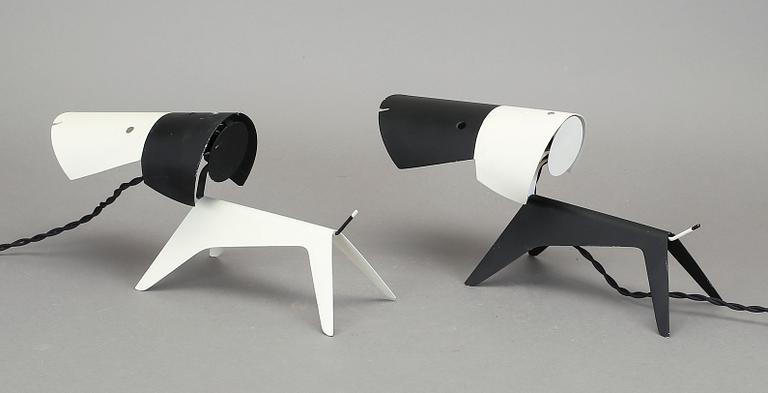 BORDSLAMPOR, ett par, "Dog Lamp", Boris Lacroix.