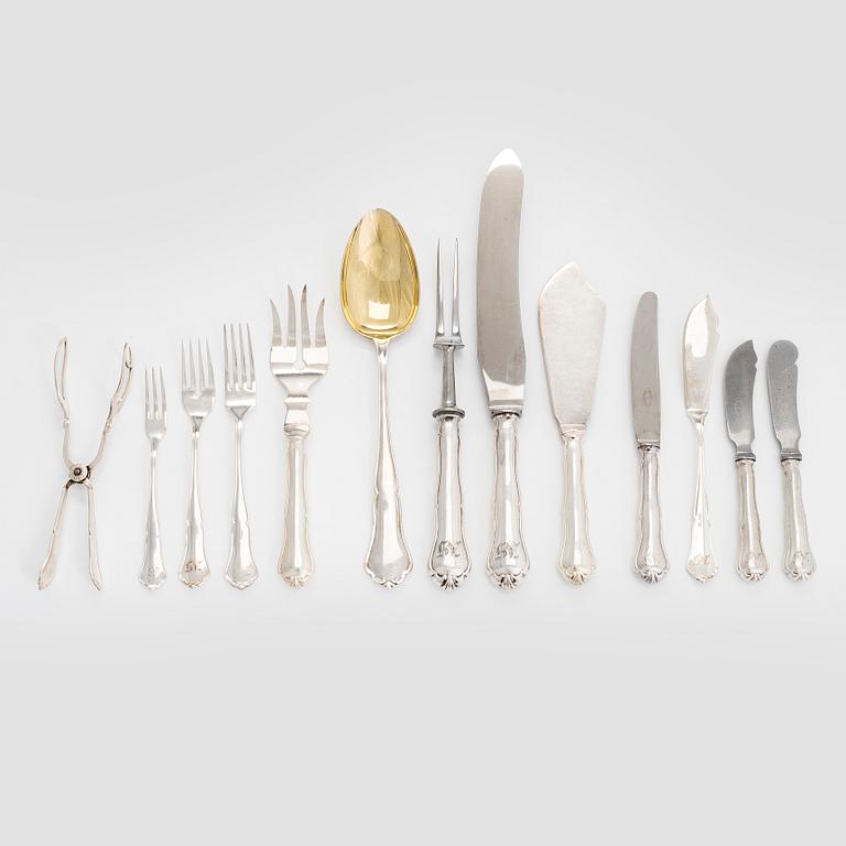 Bestickuppsättning, 78 delar, silver, "Chippendale", Kultakeskus Tavastehus 1955-1959.