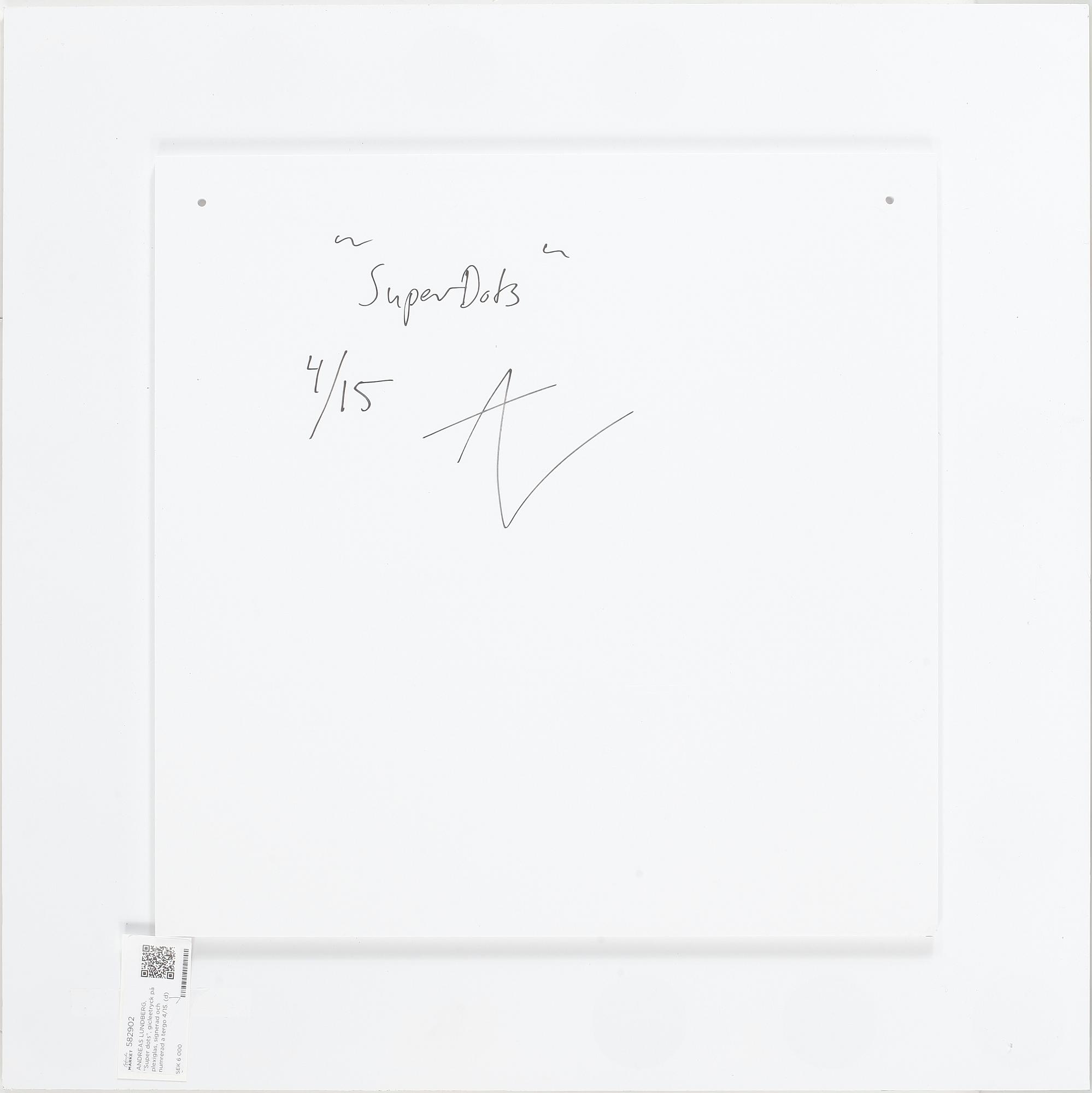 ANDREAS LUNDBERG, "Super dots", gicleetryck på plexiglas, signerad och numrerad a tergo 4/15.
