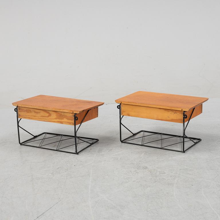 A pair of teak bedside tables, 1950's.