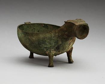 An archaistic tripod bronze vessel.