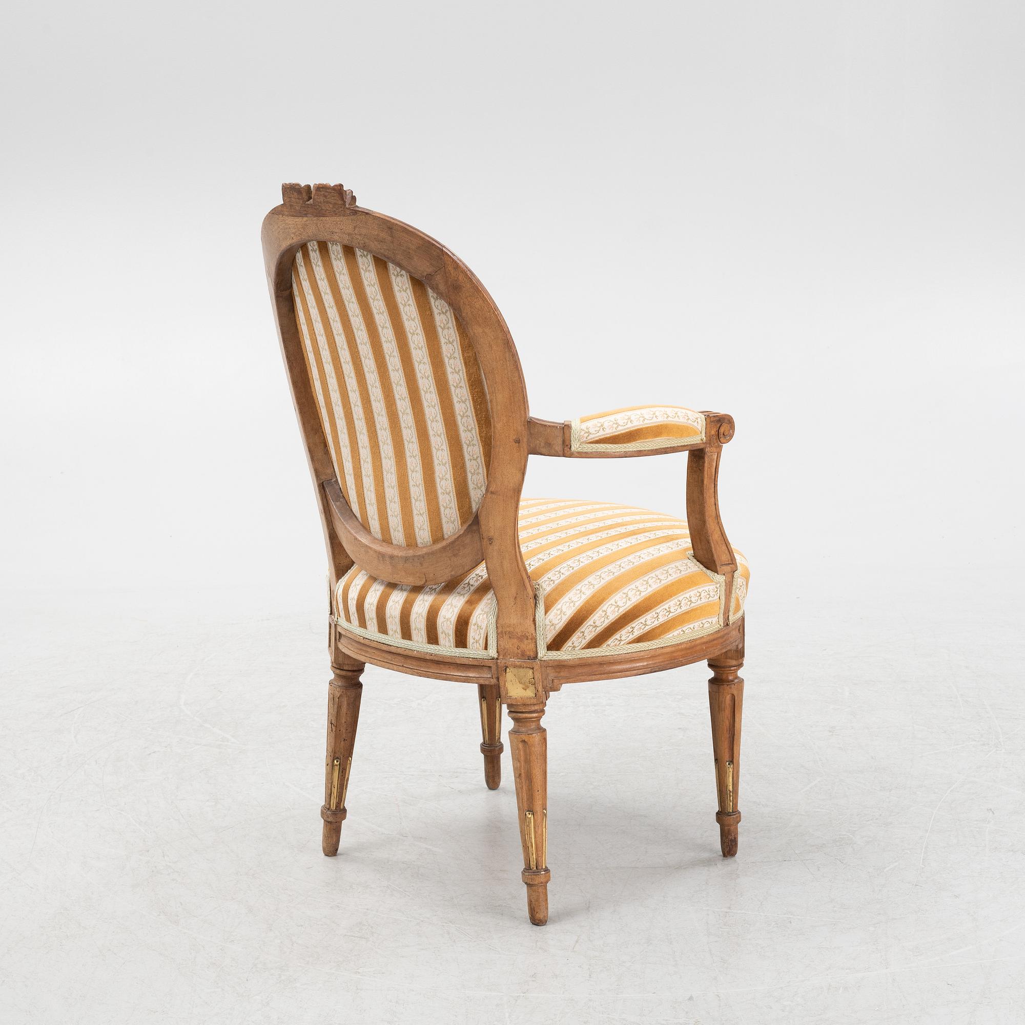 A Louis XVI armchair, Denmark, late 18th century.