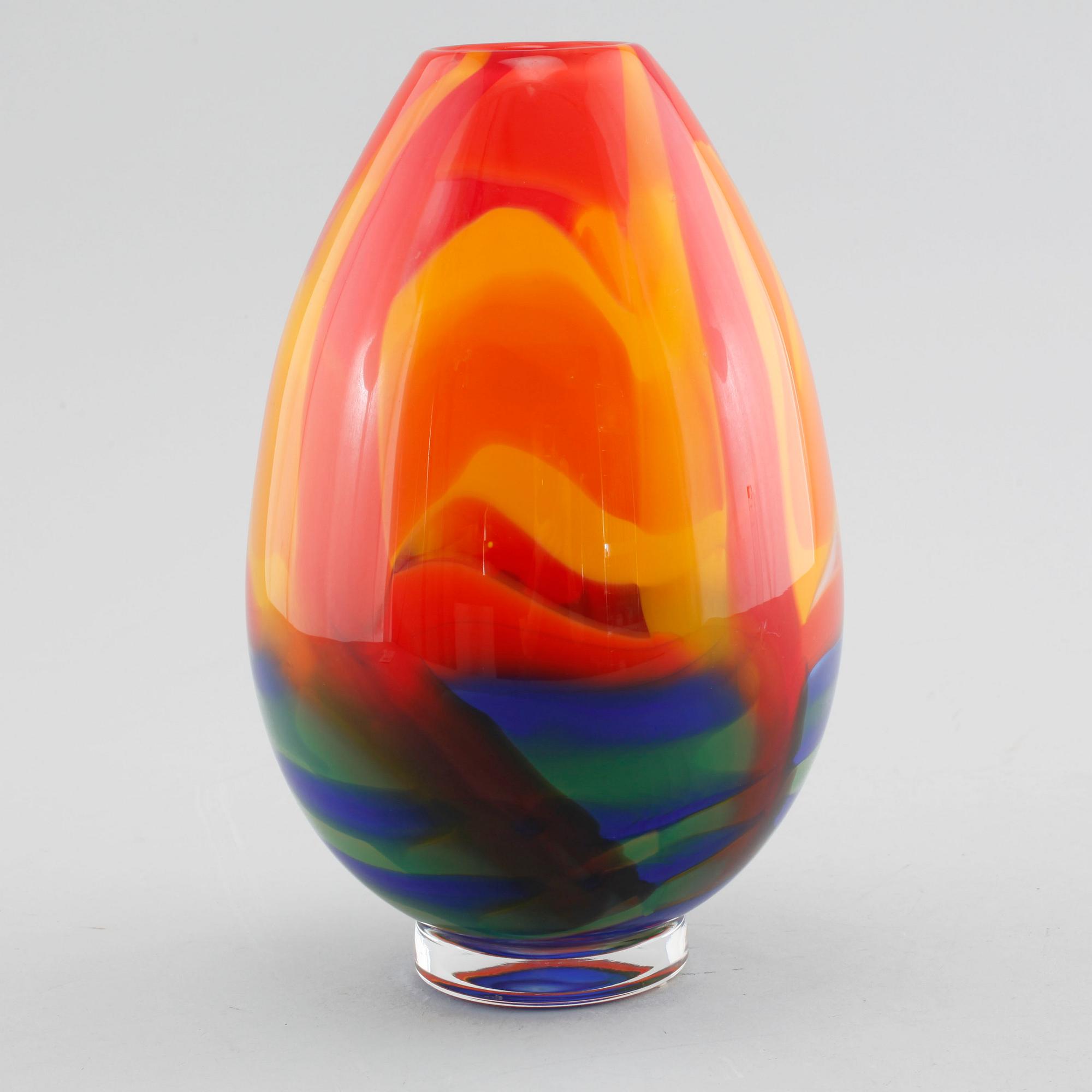 A glass vase by Berit Johansson for Sjöhyttan, signed and dated 1996.