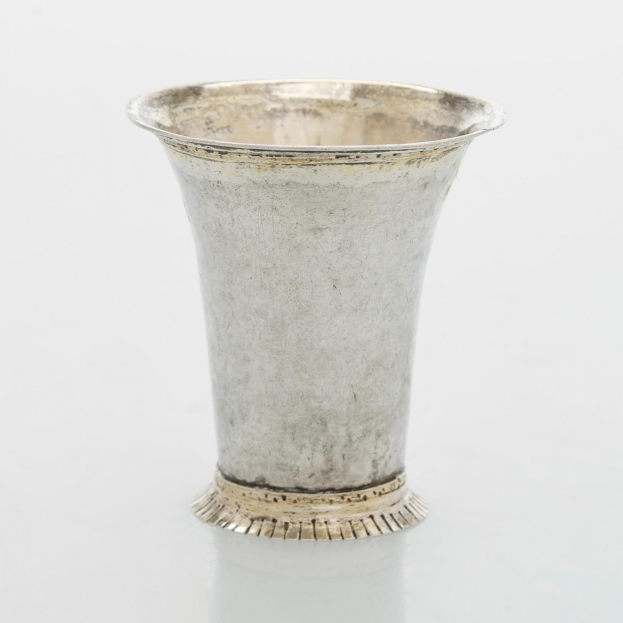 A late 18th century parcel-gilt silver beaker, maker's mark of Berthil Thorwijk, Uusikaupunki, Finland 1788.