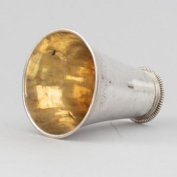 A Swedish 18th century parcel-gilt silver beaker, marke of Bengt Collin, Uppsala 1752.
