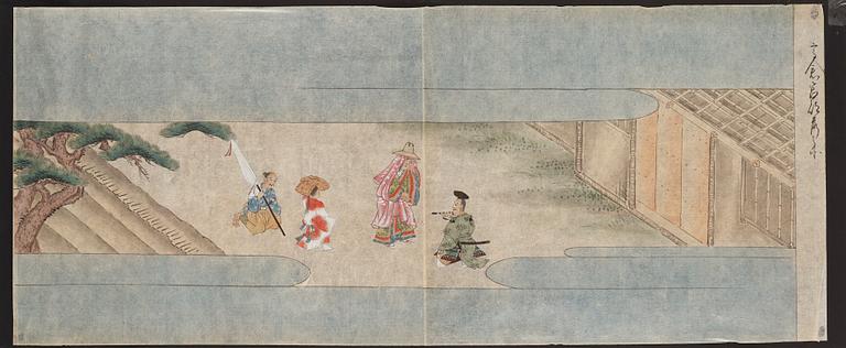 A set of four Japanese paintings by anonymous artist, Japan, 19th Century.