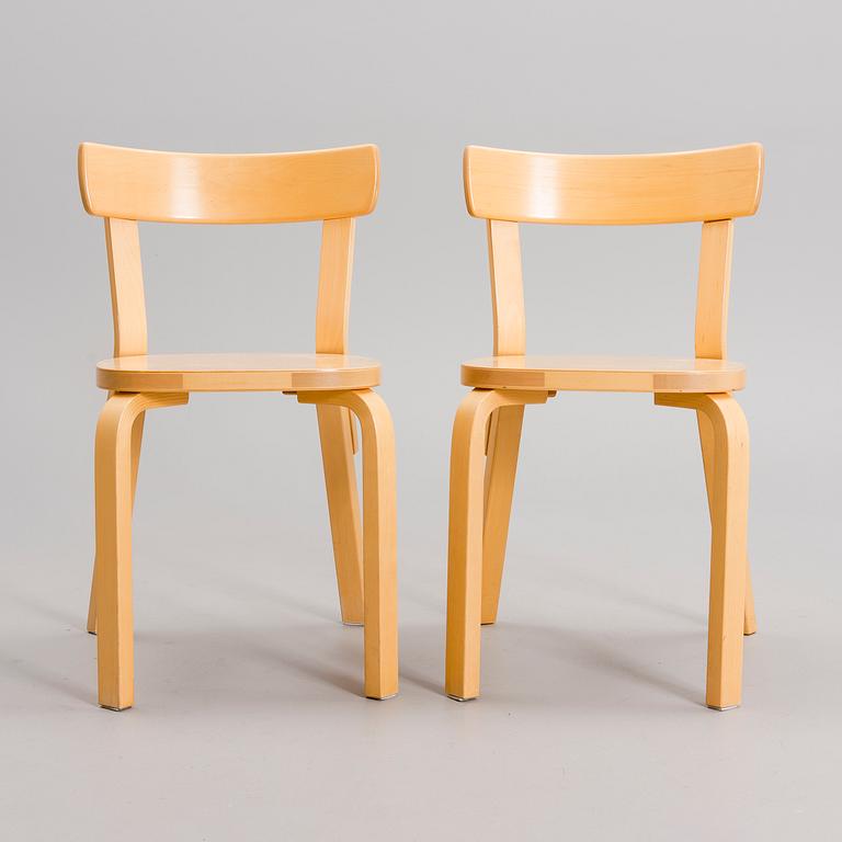 A set of 4 chairs model 69, for Artek Finland, late 20th century.