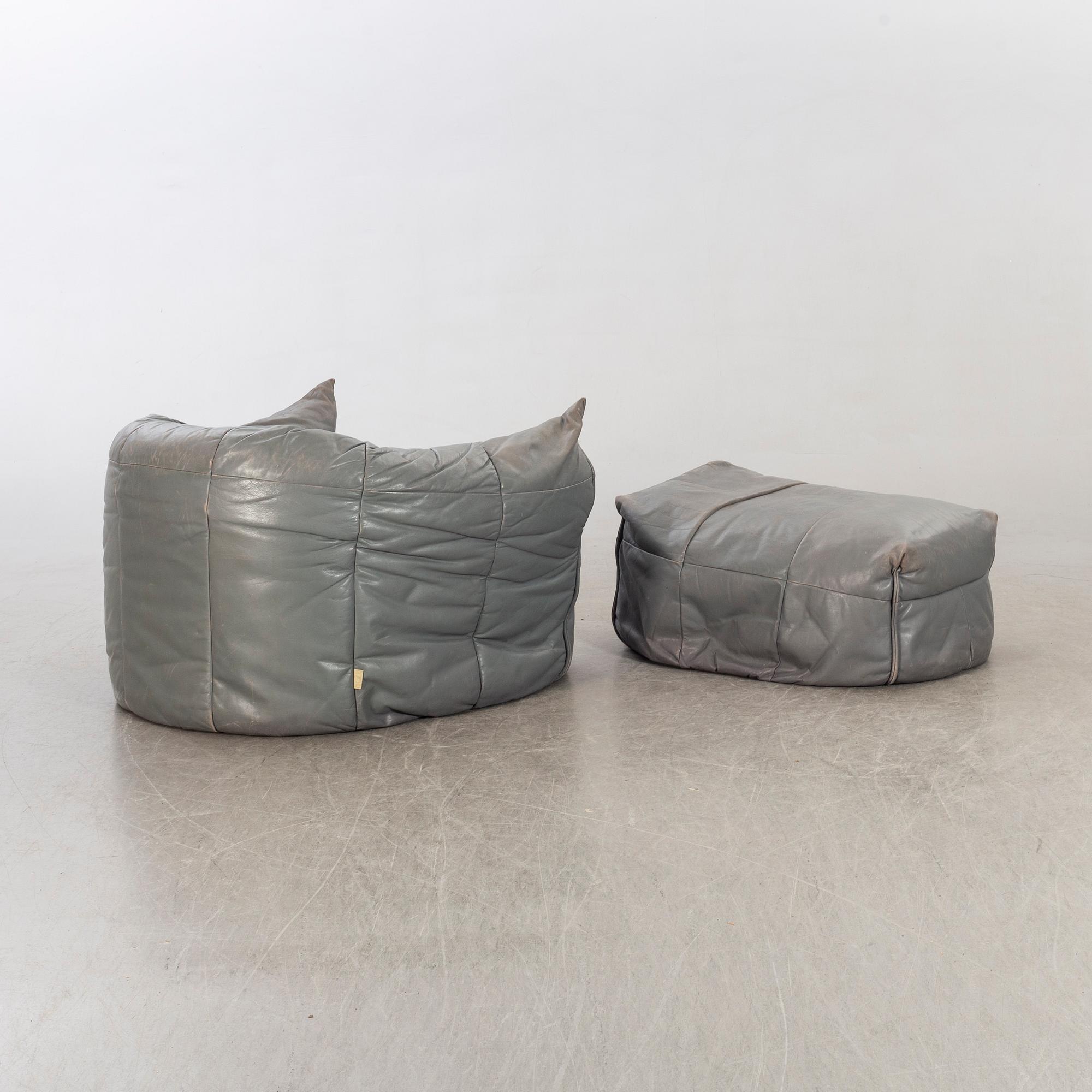 Michel Ducaroy fåtölj med fotpall för Ligne Roset 1818, Frankrike sent 1900-tal.