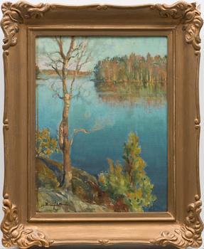 oil on cardboard, signed.