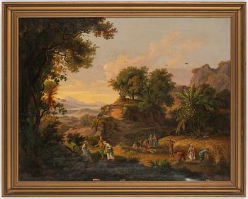 Okänd konstnär, omkring 1800. Pastoralt landskap.