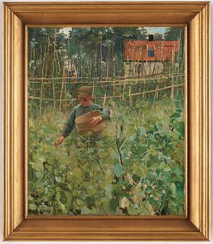 Gerda Roosval-Kallstenius, Harvesting in the kitchen garden.