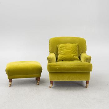 Armchair with footstool, Howard model, late 20th/early 21st century.