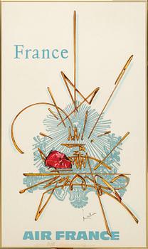 George Mathieu posters, 2 pieces, "Japon Air France" and "France Air France" 1967/68.