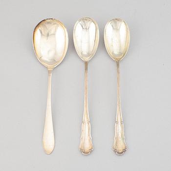 Three silver spoons, by Anders Nilsson, Lund, 1928, and by Anna Östergren, Malmö, 1927.