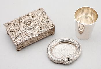 SILVERFÖREMÅL, 3 st. Tot vikt ca 511 g.