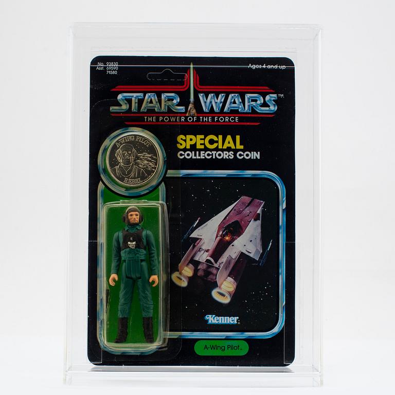 STAR WARS, Luke Skywalker (X-Wing Fighter Pilot), A-Wing Pilot & B-Wing Pilot AFA 85 NM+, POTF Kenner 1984.