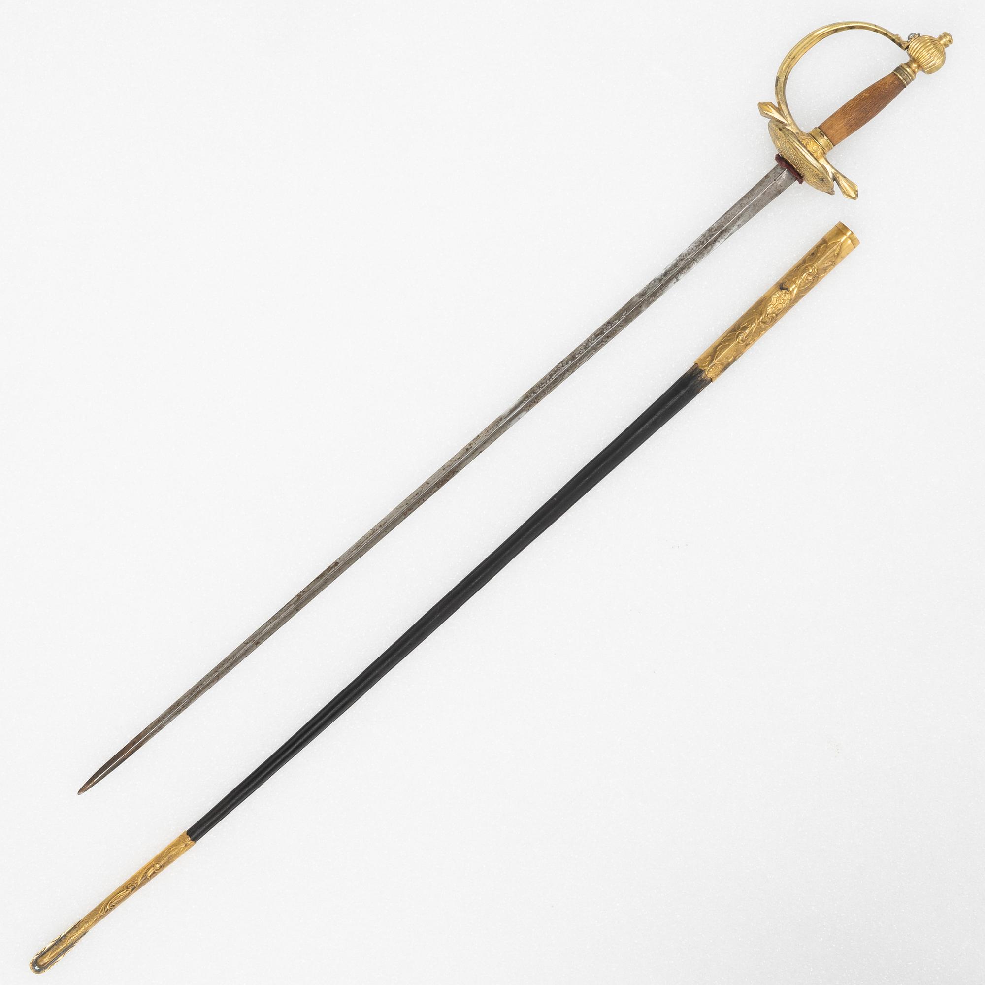 A Swedish infantry officer's sword, first half of the 19th Century, with scabbard.