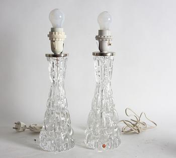 BORDSARMATURER, ett par, glas, Carl Fagerlund, Orrefors.