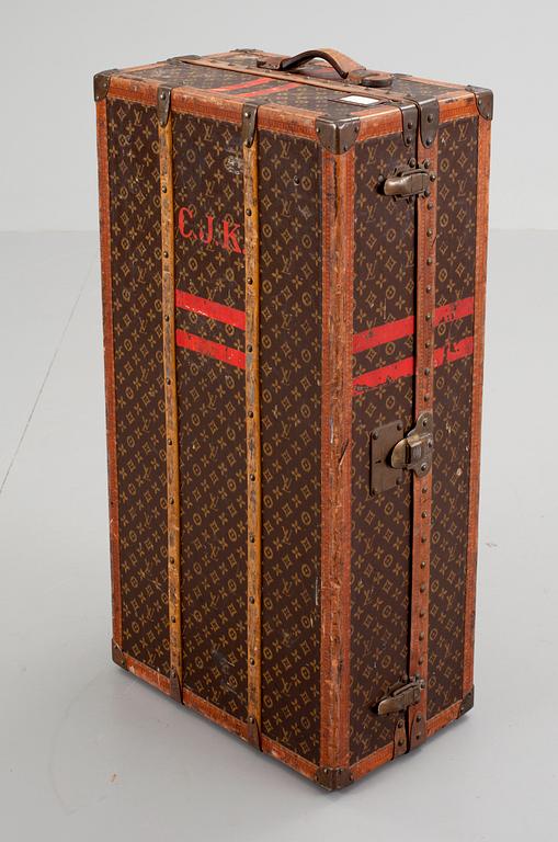 An early 20th cent monogram canvas trunk by Louis Vuitton.