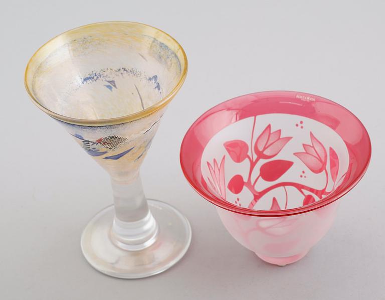 SKÅL SAMT POKALGLAS, glas, Bertil Vallien, Kosta Boda.
