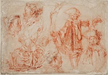 1134A. Jean-Antoine Watteau Circle of, Studies of figures.