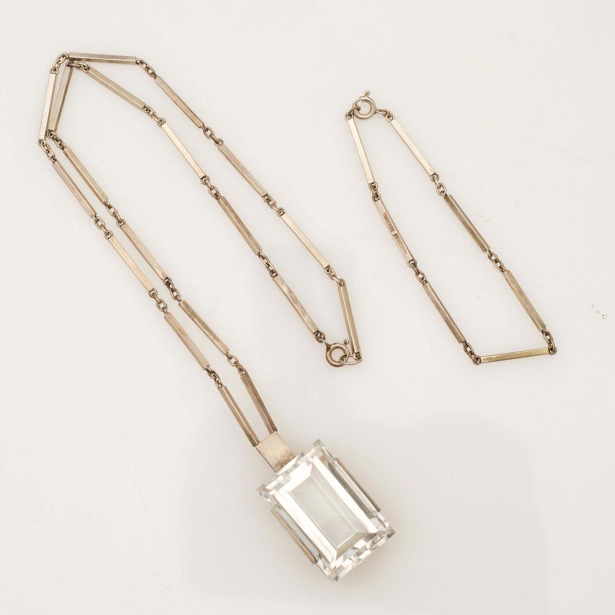 Ateljé Stigbert, Necklace with rock crystal and bracelet, sterling silver, 1949.